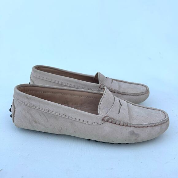 Tod’s Gommino Driving Shoes Moccasin Loafers Beige Box 35.5 Size 5.5 Tan Tods - Picture 4 of 14